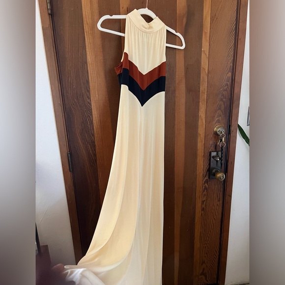 Incredible Vintage 70s Handmade Chevron Maxi Dress Gown - Picture 2 of 9